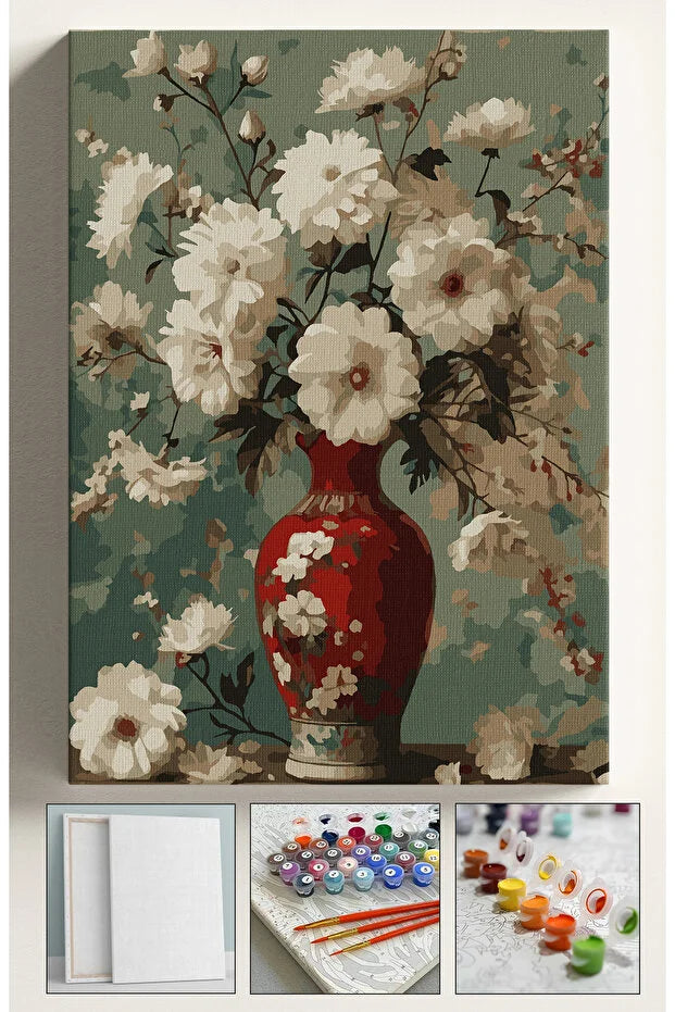 Sayılarla Boyama Seti -KIRMIZI VAZO 40X50 Cm