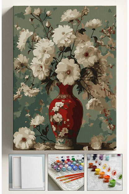 Sayılarla Boyama Seti -KIRMIZI VAZO 40X50 Cm