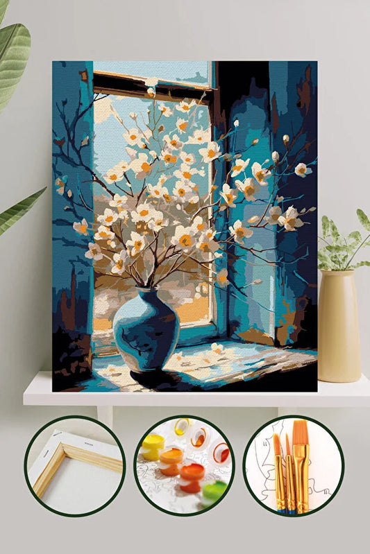 Sayılarla Boyama 40x50 Cm- Camdaki Vazo