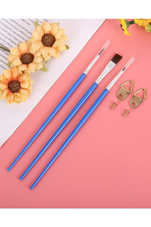 Yağlı Ve Akrilik Boya Fırça Seti 3 Adet Ambalajlı Askı Aparatlı