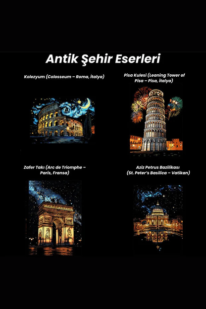 Antik Şehir Eserleri Kazıma Çizim Seti| Kazıma Kağıdı A3